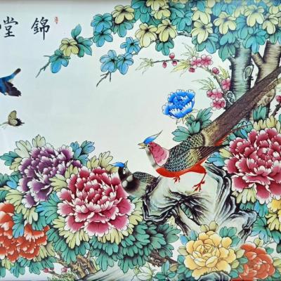 TRANH SỨ KHUNG GỖ – PHÚ QUÝ NGHÊNH XUÂN
